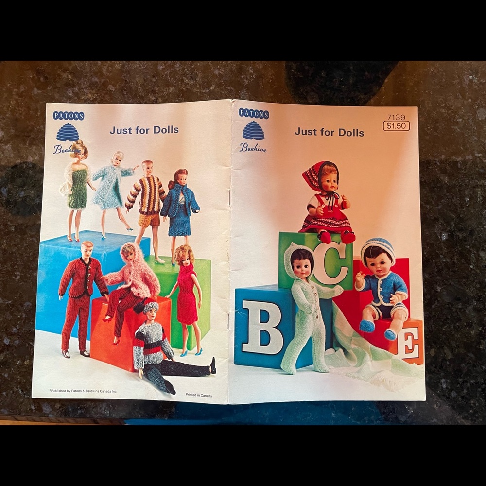 Vintage knitting pattern book for dolls.